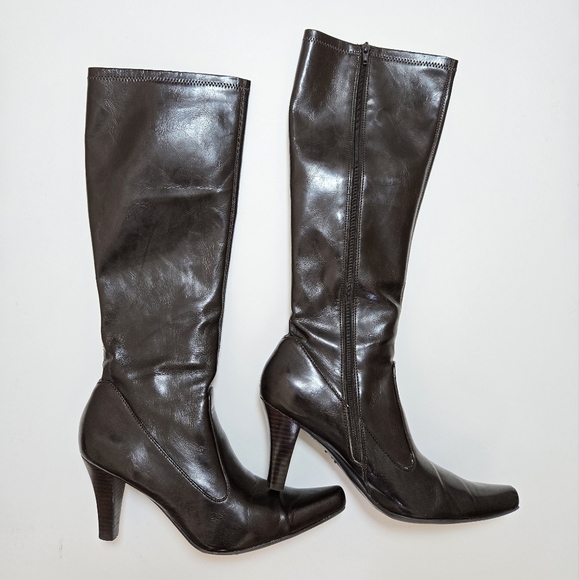 Franco Sarto Dark Brown Leather Heeled Size 8.5 - Picture 2 of 9